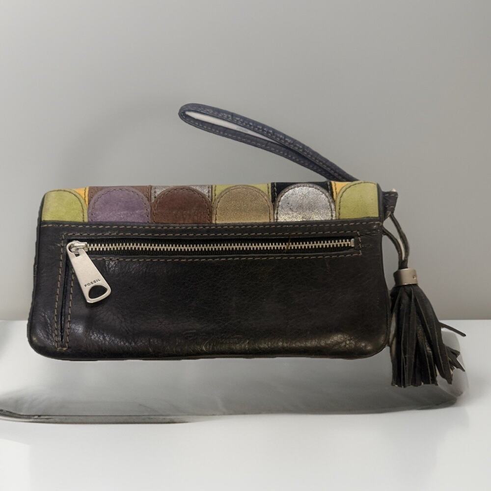 Fossil Multi-Color Patchwork Leather Wristlet Clu… - image 7